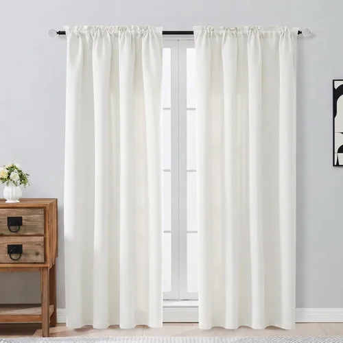 Miniatura 16 de OVZME Cortinas opacas turquesa para tratamiento de ventanas pequeñas, cortinas cortas con bloqueo de luz para ventana de cocina sobre el fregadero