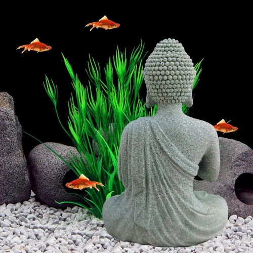 Miniatura 4 de livelyfish Estatua de Buda para acuario, decoración asiática japonesa de pecera, figuras Zen Buda, escultura de Buda de piedra, adornos