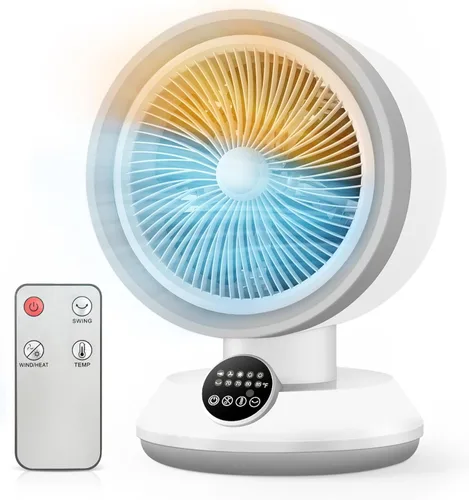 Combo de calentador y ventilador para uso en interiores, ventilador portátil 2 en 1 de calefacción y refrigeración de escritorio de 1500 W,