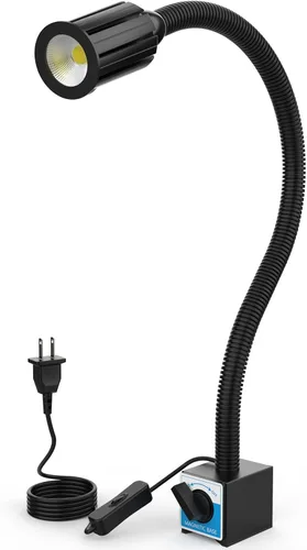 Luz de trabajo magnética LED, 1200 lúmenes, 19.5 pulgadas, lámpara de trabajo de cuello de cisne flexible con base magnética fuerte para máquinas de