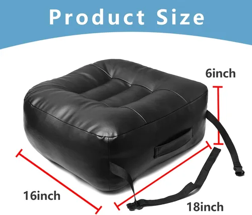 Miniatura 2 de YOUFI Cojín de Asiento de Cuero Extra Grueso Elevador para Silla de Oficina para Elevar la Altura - Relleno Completo para Soporte - con Funda Negro