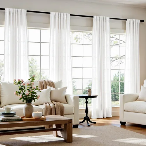 Miniatura 71 de JINCHAN Cortinas de lino de 108 pulgadas de largo, juego de 2 paneles, cortinas de ventana para sala de estar y dormitorio, cortinas