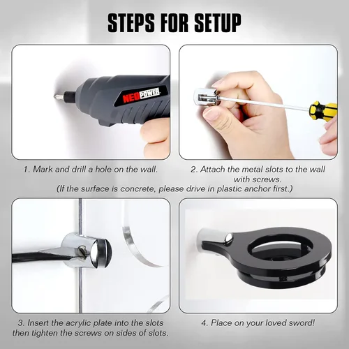 Miniatura 5 de KAFENDA Soporte de pared para sable de luz Soporte de pared Soporte de sable de luz Compatible con la mayoría de espadas (negro)