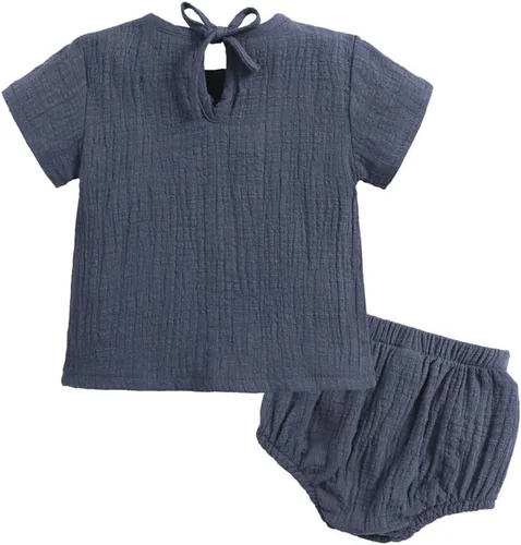 Miniatura 2 de MYGBCPJS Conjunto de 2 piezas de camiseta + pantalones cortos de algodón para bebés y niñas