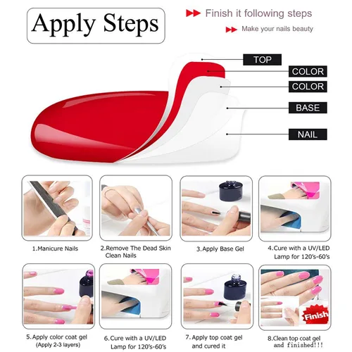 Miniatura 8 de Vishine Juego de 2 esmaltes de uñas de gel de manicura francesa DUO de 0.5 fl oz, color blanco francés y rosa francesa, kit de gel de uñas UV LED