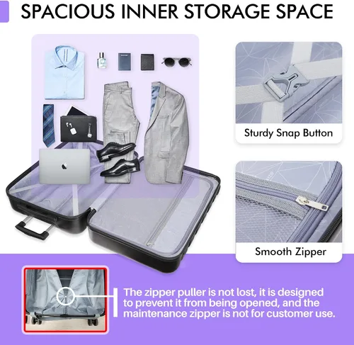 Miniatura 7 de AnyZip Maleta ligera de policarbonato ABS con 4 ruedas universales TSA Lock Azul oscuro