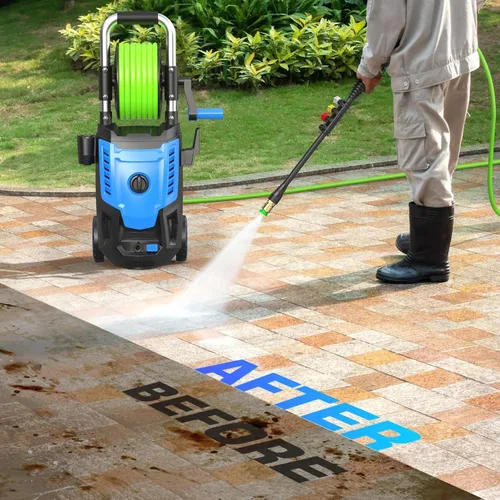 Miniatura 2 de Lavadora a presión de 4800 PSI: lavadora de alta potencia con manguera de 33 pies, 4 boquillas y cañón de espuma, para el hogar, automóviles, Azul