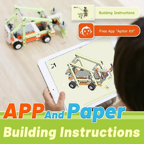 Miniatura 7 de Apitor Kits Robot E STEM - Incluye organizador de almacenamiento grande, juguetes de construcción eléctricos 14 en 1 con materiales de aprendizaje