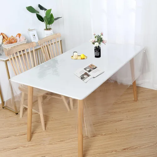 Miniatura 7 de Obstal Mantel de plástico transparente de 54 x 54 pulgadas, mantel de vinilo PVC 100% impermeable, a prueba de aceite y otros derrames, mantel