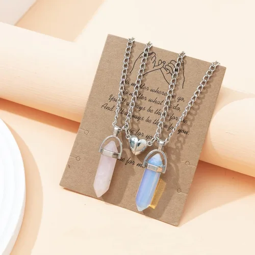 Miniatura 2 de Collar magnético de corazón dividido a juego para parejas, colgante de atracción mutua de cristal, regalo de joyería de amistad para mejores amigos