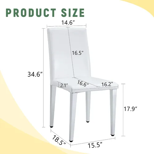 Miniatura 2 de Juego de 2 sillas de respaldo de piel sintética blanca con patas de metal plateado. La combinación perfecta, adecuada para estilos minimalistas