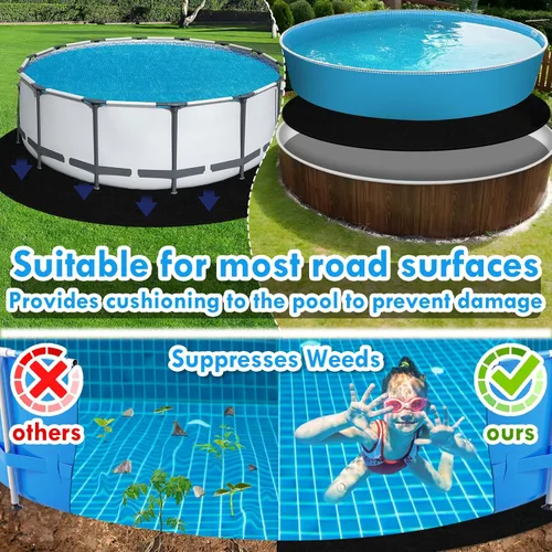 Miniatura 8 de Svepndic Almohadilla redonda gruesa de 10 pies para piscinas sobre el suelo, tapete de piscina sobre el suelo, tapete de piscina debajo del suelo