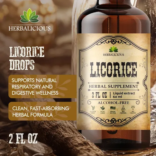 Miniatura 4 de HERBALICIOUS Extracto de raíz de regaliz (Glycyrrhiza glabra) - Extracto de hierbas líquido orgánico, 2 onzas líquidas, vegano, sin OMG, sin gluten