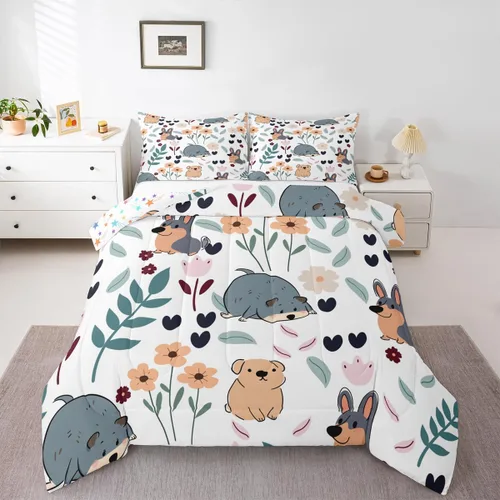 Miniatura 35 de Feelyou Juego de edredón de dinosaurio, tamaño individual, bonito juego de edredón de dinosaurio arcoíris para niños y niñas, juego de edredón Multi