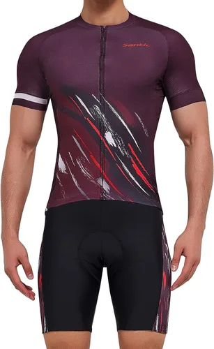 Miniatura 5 de Santic Maillot de ciclismo de manga corta para hombre ropa de bicicleta de carretera con relleno