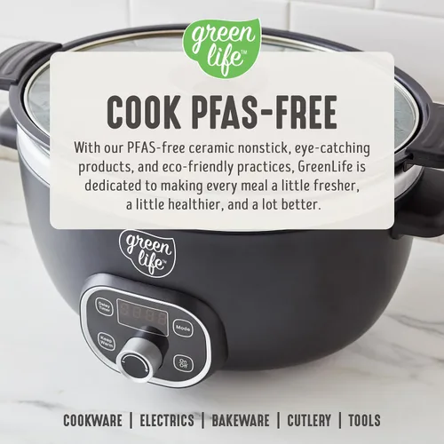 Miniatura 12 de GreenLife Olla de cocción lenta de 6QT, olla de cerámica antiadherente no tóxica sin PFAS, recipiente interior extraíble, programable, apta