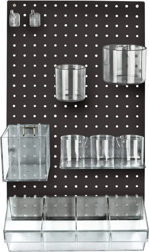 Miniatura 6 de Azar Displays 900942-GRE Kit organizador de pared multiusos de 12 piezas con un panel y surtido de accesorios: ganchos divisores, cilindros y tazas