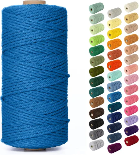 Miniatura 65 de Nook Theory - Cuerda de macramé de 3 mm, 220 yardas de cuerda de algodón, hilo de 4 mm y 5 mm, cuerda para manualidades, perfecta para colgantes