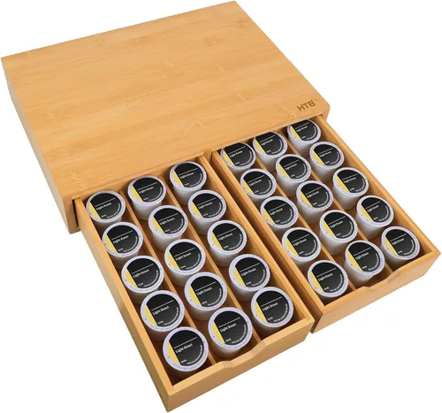 Miniatura 7 de HTB Soporte para tazas K compatible con tazas K, soporte para cápsulas de café con capacidad para 30 tazas, organizador de tazas K, cajón de 2.