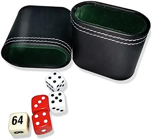 Miniatura 3 de Taza de cuero para dados de cuero negro, taza agitadora de dados portátil sin dados silenciosa agitando taza de dados para bar, KTV, póquer