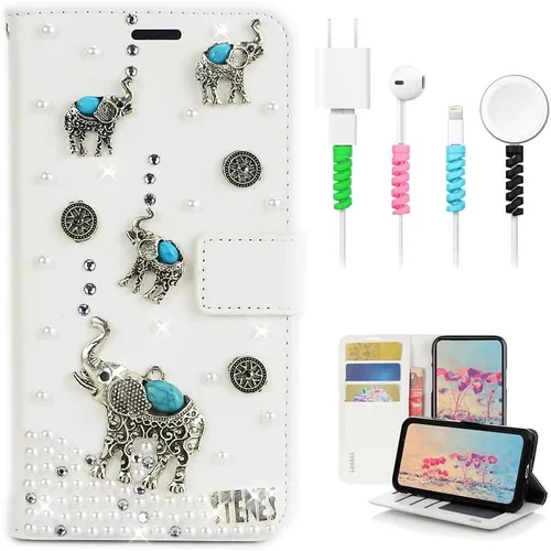 Miniatura 13 de Bling - Funda para teléfono móvil compatible con Samsung Galaxy S21 Ultra Case - Elegante - 3D hecha a mano libélula, con purpurina magnética