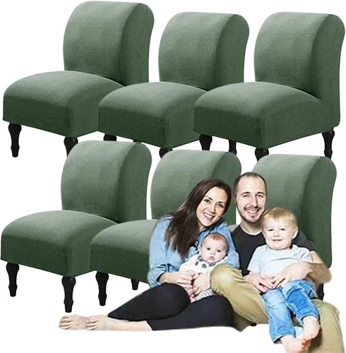 Miniatura 12 de Fundas elásticas para silla sin brazos, extraíbles y lavables, de elastano jacquard sin reposabrazos, protector de muebles para sala de estar, Verde