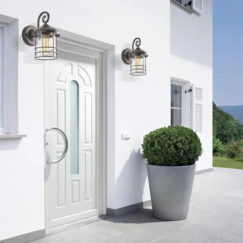 Miniatura 3 de MICSIU Luces de Porche de Bronce Frotado con Aceite para Pared Exterior, Lámparas Exteriores Impermeables Estilo Granja con Casquillos E26