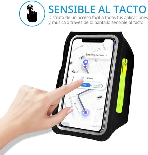 Miniatura 3 de Brazalete para correr con bolsa para auriculares, brazalete para teléfono celular para iPhone 17 16 15 Pro 14 Plus 13 11 XR, Galaxy S24/S10 Negro
