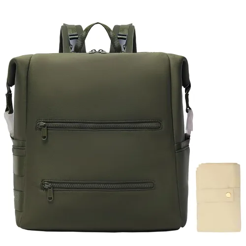 Miniatura 15 de Omanmoli Mochila para pañales, bolsa grande de neopreno para niños y niñas con 15 organizadores de bolsas de pañales, 2 bolsillos aislados, Negro