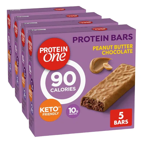 Protein One Barras de proteína Keto de 90 calorías, chocolate con mantequilla de maní, 5 unidades (paquete de 4)