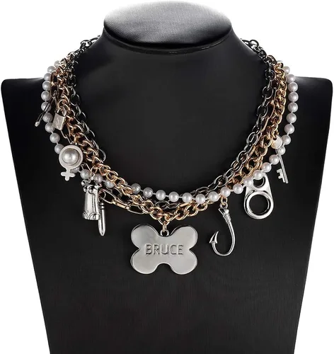 Miniatura 6 de Hanreshe - Gargantilla de perlas con clip de papel, chapado en cobre y plata, colgante de corazón, cadena de abalorios, joyería de moda para mujer