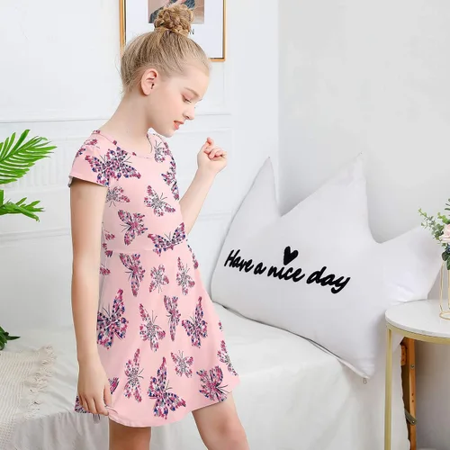 Miniatura 4 de V.&GRIN Vestido de niña suave de manga larga floral twirly casual y vestido de fiesta para niños pequeños de 2 a 8 años