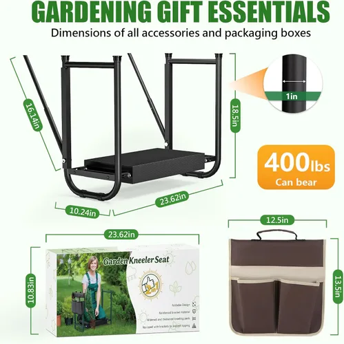 Miniatura 2 de seasky Rodillero y asiento plegable para jardín, banco de jardinería antivuelco, almohadilla gruesa y suave, taburete de jardinería resistente