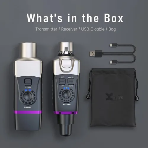 Miniatura 7 de Xvive U35C - Sistema de micrófono inalámbrico 5.8GHz con transmisor y receptor XLR inalámbrico para micrófono de condensador, mezclador de audio, 70C