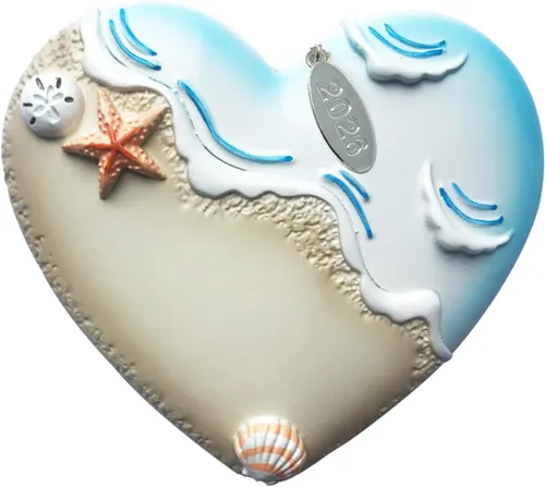 Adornos de playa, adorno de Navidad de playa, conchas marinas, en forma de corazón, adorno costero – Fácil de personalizar en casa – Viene en una