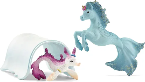 Miniatura 7 de Schleich bayala, regalos de unicornio para niñas y niños, juego de 18 piezas de torneo submarino mágico con juguetes de animales de sirena, a partir