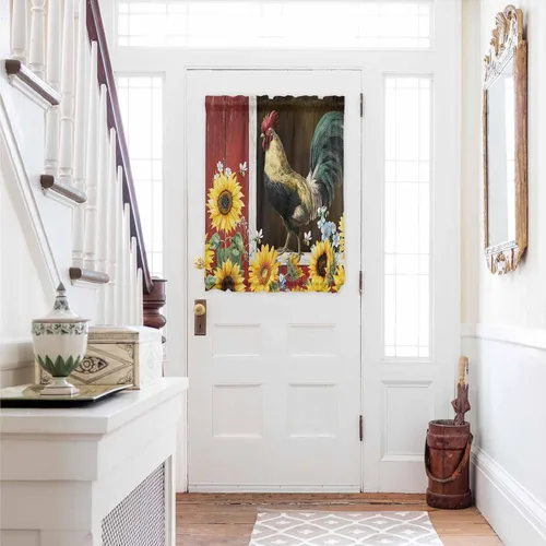 Miniatura 34 de Cortinas de puerta francesa de Navidad para ventana de puerta, panel de cortina con bolsillo para barra con alzapaños para luz lateral delantera