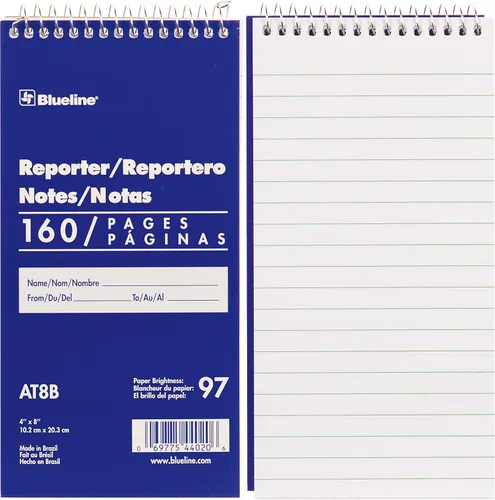 Blueline Cuaderno de notas Reporter, 4 x 8 pulgadas, 160 páginas/80 hojas (AT8B) (paquete de 2)