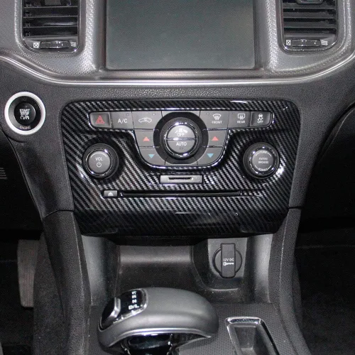 Miniatura 2 de Crosselec - Cubierta de panel de control central de fibra de carbono para aire acondicionado para Dodge Charger 2011-2014