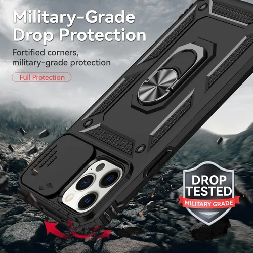 Miniatura 3 de HNHYGETE Funda para iPhone 12 Pro Max con protector de pantalla: [grado militar de 20 pies probada en caídas] Funda protectora para cámara Negro