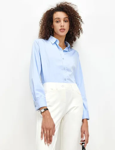 Miniatura 4 de Tapata Blusa de manga larga para mujer, con botones, de manga larga, color liso, para oficina, trabajo, tops casuales