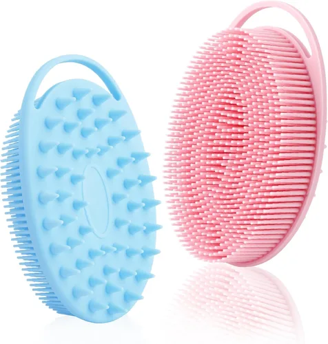 Miniatura 8 de Exfoliante corporal de silicona, esponja de silicona, 2 piezas de esponja de ducha, exfoliante de silicona para ducha, cepillo de silicona 2 en 1