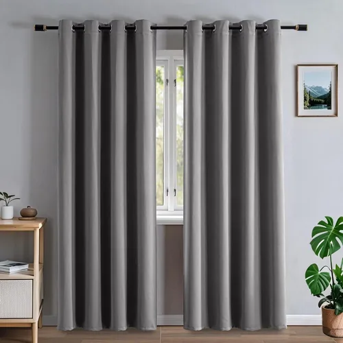 Miniatura 39 de Cortinas opacas para sala de estar, cortinas 100% opacas de 90 pulgadas de largo, juego de 2 paneles de 2 paneles, con aislamiento térmico, pestaña