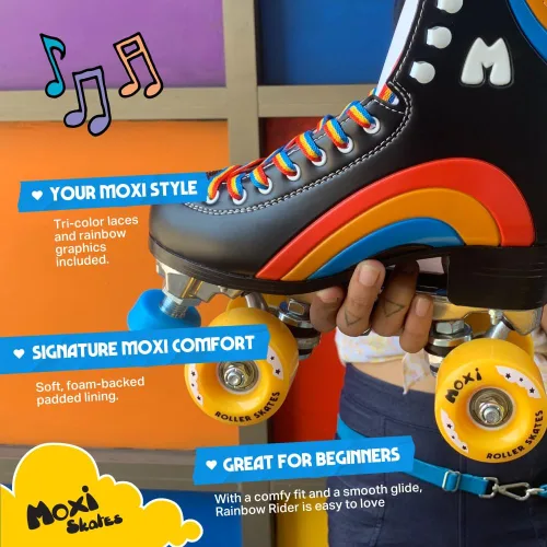 Miniatura 4 de Moxi Rainbow Rider - Patines de ruedas para mujer, hermosos, duraderos, de apoyo con forro acolchado, una placa resistente y ruedas suaves
