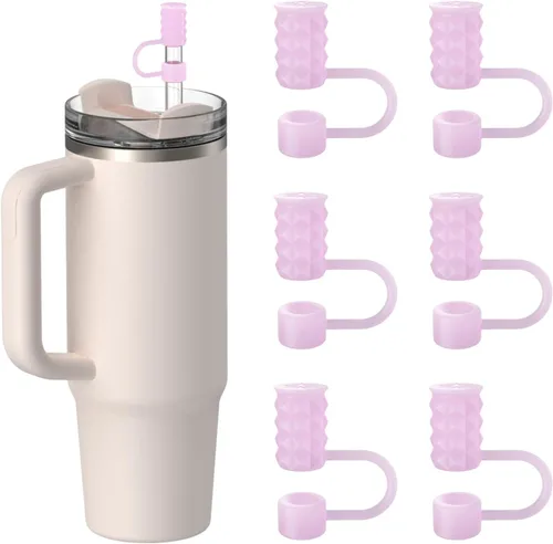 Miniatura 9 de YOTIME 6 tapas de popote de silicona, 0.39 pulgadas/0.394 in, compatibles con Stanley Cup de 40 y 30 onzas, tapa reutilizable a prueba de polvo