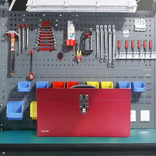 Miniatura 3 de Caja de herramientas de metal portátil de 16 pulgadas, caja de herramientas grande de calibre 18, caja de aparejos de pesca, caja de herramientas