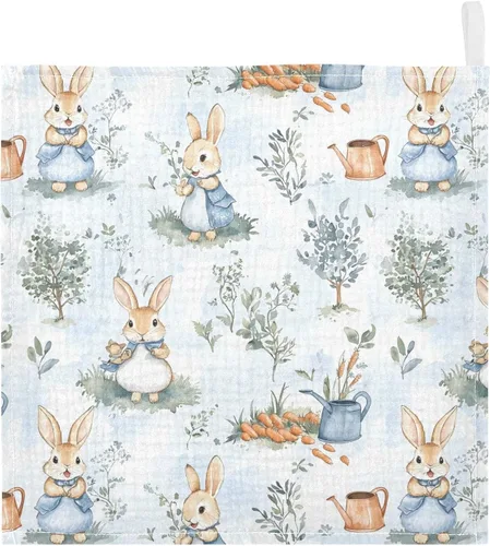 Miniatura 47 de Toallas de algodón para bebé, toallas de baño unisex para recién nacidos, toallitas naturales para piel delicada, 11.8 x 11.8 pulgadas, paquete de 5