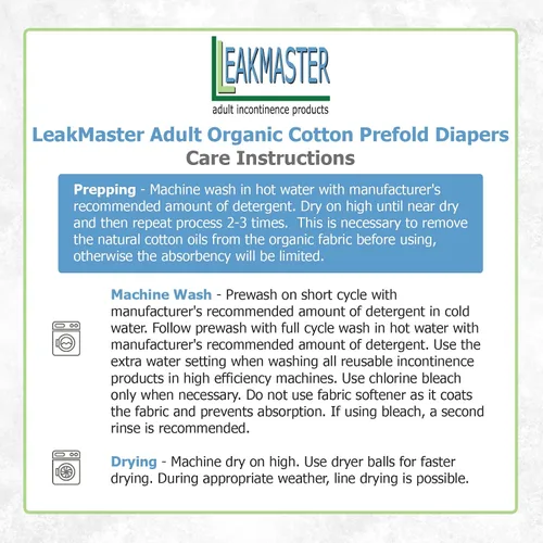 Miniatura 6 de LeakMaster Pañal orgánico de tela preplegado para adultos, tamaño pequeño (26 a 32 pulgadas de cintura), 100% algodón orgánico tejido de pájaro