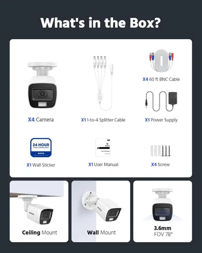 Miniatura 9 de ANNKE Paquete de 4 cámaras de seguridad con cable de 2.0MP 1080P 1920TVL, cámaras CCTV HD TVI complementarias para exteriores, luz dual inteligente