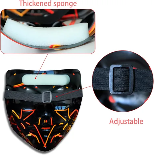 Miniatura 3 de Poptrend - Máscara de Halloween con luz LED, máscara de miedo para festivales, cosplay, Halloween, disfraz de mascarada, fiestas, carnaval, regalo